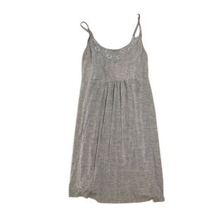 Love by GAP maternity nursing nightgown grey and white stripe lace trim Sz M